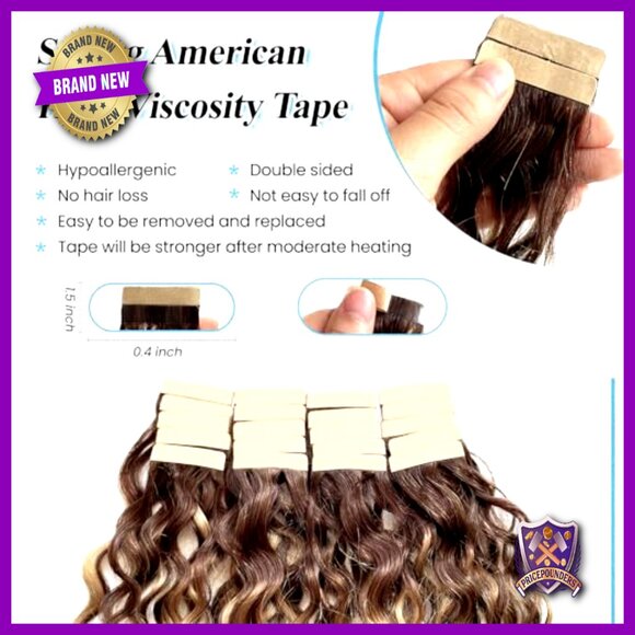 16 Inch Water Wave Tape in Hair Extensions Human Hair 20PCS 50G main image 4